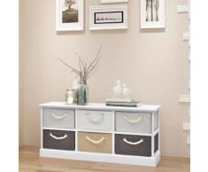 Meelady Banc de rangement Bois 6 tiroirs 95 x 28 x 47 cm - Tables de chevet