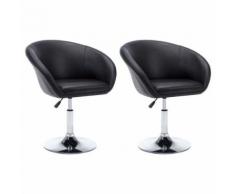 vidaXL Chaise pivotante à dîner 2 pcs Similicuir 67,5x58,5x87 cm Noir - Chaise