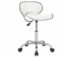 Meelady Tabouret de bar Pivotant et Réglable Cuir Synthétique pour Salon, Bar Blanc/Noir - Chaise