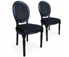 Lot de 20 chaises médaillon Louis XVI Black Velours Noir - Chaise