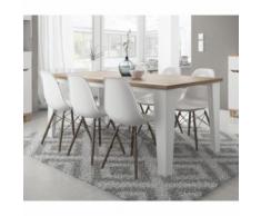 Table LIER couleur blanc et bois style scandinave - Tables salle à manger