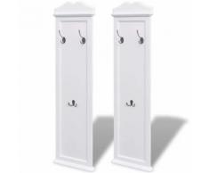 vidaXL Porte-manteaux mural 2 pièces Blanc Rangement penderie à vêtement Patère - Portes manteaux
