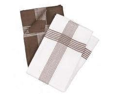 linge décor 1730182 lot de 2 torchons imprimé nid d'abeille coton blanc 50 x 70 cm - Autres