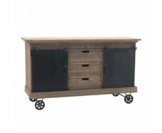Enfilade Bahut Buffet à Roulettes Fer Bois 160 cm - Buffets