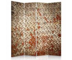 Feeby Cloison amovible 4 panneaux une face Paravent déco intérieur, Métal rouillé imitation 145x150 cm - Objet à poser