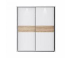 ULOS PLUS Armoire de chambre avec LED style contemporain blanc mat et décor sonoma - L 181 cm - Armoire