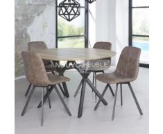 Table à manger ronde couleur bois NINE - L 120 x P 120 x H 76 cm - Tables salle à manger