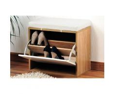 Banc à chaussures avec coussin - Rangement pour chaussures d'entrée - Soin du linge