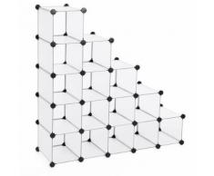 Armoire/Etagère de rangement à chaussures en plastique Blanche semi-transparente 4 x 4 Cubes 92,5 x 37 x 92,5 cm (L x l x h) - Armoire