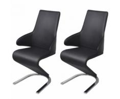 Meelady 2 pcs Chaise de Salon Cantilever en Cuir Artificiel 58 x 66 x 99cm Noir - Chaise
