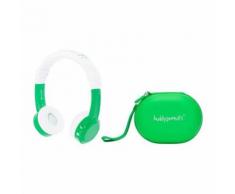 BUDDYPHONE Casque filaire InFlight - Vert et blanc avec housse - Pour enfant - Ecouteurs