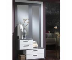 Meuble d'entrée Blanc/Cendre + miroirs - RACHOU - Commodes
