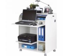 Meuble Informatique Blanc à Roulettes Rideau Imprimé Fée - Postes Informatiques