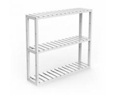 Etagère en bambou rangement salle de bain cuisine 60 x 15 x 54 cm BLANC - Étagère