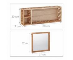 Etagère murale avec miroir coulissant salle de bain armoire design 80 x 30 xm - Meubles de salle de bain