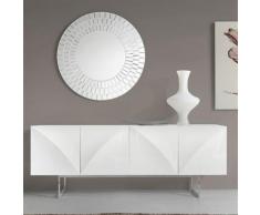 Enfilade design blanc laqué effet 3D MANAMA - L 200 x P 45,5 x H 74 cm - Buffets