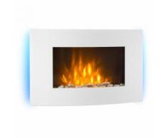 Klarstein Lausanne Cheminée électrique avec simulation de flammes - Chauffage réglable 1000W / 2000W - Télécommande - Design blanc - Chauffage et ventilation