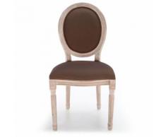 Lot de 2 chaises médaillon Louis XVI Tissu Marron - Chaise