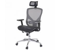 Chaise de bureau HWC-A61 chaise pivotante, fonction glisse, tissu ISO9001 ~ noir/gris - Sièges et fauteuils de bureau
