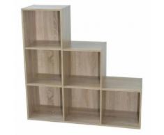 Etagère escalier en bois H93cm L93cm 6 niches COMPO - Chêne - Étagère