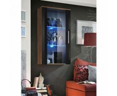 Paris prix - vitrine led murale design 'neo' 110cm prunier & noir brillant - Vaisseliers