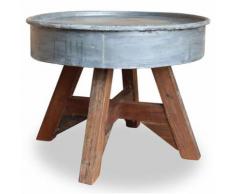 Vislone Table Basse en Bois Design Industriel pour Jardin ou Salon 60 x 45 cm Argenté - Caissons et casiers de bureau