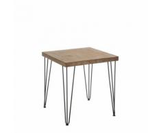 Table basse carrée en bois naturel et pieds en métal JERSEY - L 70 x l 70 x H 75 - Tables salle à manger