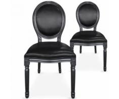 Lot de 2 chaises médaillon Louis XVI Simili (P.U) Noir - Chaise
