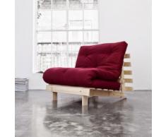Pack Matelas Futon Rouge Coton Structure en Bois Naturel 90x200 - Ensembles matelas et sommier