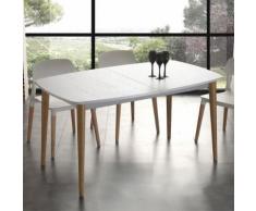 Nouvomeuble - Table scandinave en hêtre et effet bois blanc loki 185 cm - Tables salle à manger