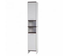 Armoire haute Arezzo, armoire de salle de bain, 56x60x28cm ~ blanc, sols marrons - Commodes