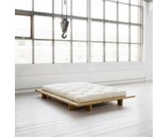 Pack futon coton écru 160x200 structure japan bois miel - Terre de Nuit - Ensembles matelas et sommier