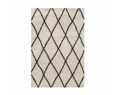 ASMA Tapis de salon Shaggy - Style berbere - Poils longs - 120 x 160 cm - Creme et marron - Tapis et paillasson