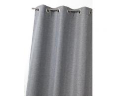 Rideau occultant à oeillets uni polyester effet chambray 140x260cm JACINTHE - Gris - Rideaux et stores