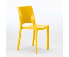 Chaises pour cuisine salle à manger bar brillante Grand Soleil SUNSHINE Design Moderne en Polypropylène, Couleur: Jaune - Chaise