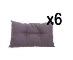 Lot de 6 coussins rectangulaires en coton et polyster coloris gris, 30 x 50 cm -PEGANE- - Textile séjour