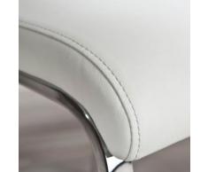 Chaise haute salle a manger cuisine séjour moderne design chrom cuir BLANC - Chaise