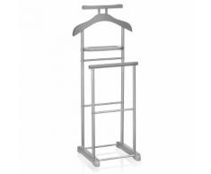 Valet de chambre MEDINA chevalet de nuit double portant pour vêtements, en MDF gris et métal laqué argenté - Portants et valets de nuit