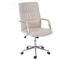 Chaise fauteuil de bureau HWC-A49, chaise pivotante, similicuir ~ crème - Sièges et fauteuils de bureau