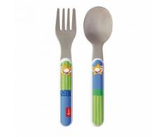 Sigikid, 24873 enfant garçon couverts de table fourchette + cuillère, inox et plastique abs, racing rabbit bleu, 14 cm - couverts