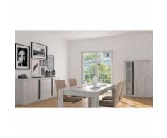 Salle à manger complète LISA II Gris cérusé - Vitrine: Avec - Tables salle à manger