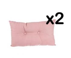 Lot de 2 coussins rectangulaires en coton et polyester coloris rose, 30 x 50 cm -PEGANE- - Textile séjour