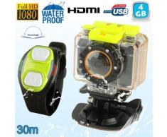 Mini caméra sport caisson bracelet télécommande waterproof 30m HD 4 Go - Caméscope à carte mémoire