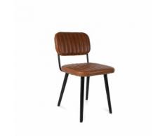 Chaise rétro capitonnée Jake Worn - Couleur - Marron - Chaise