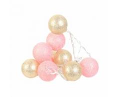 Guirlande lumineuse 10 LED Boule Céleste - L. 192 cm - Rose et doré - Lampes