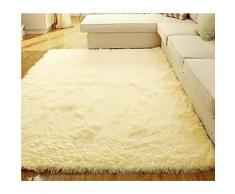 Tapis de bain beige à poils longs en Soie - Accessoires de bain