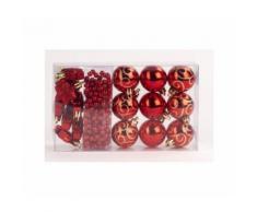 Kit de 14 suspensions de noel en pvc - boules, etoiles et guirlande - oe 4 / 2,70 cm - rouge - Objet à poser