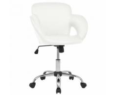 Meelady Tabouret de bar Pivotant et Réglable Cuir Synthétique Blanc/Noir - Chaise