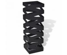 Noir Carré Porte-parapluie Stockage pour cannes bâtons Acier 48,5 cm - Armoire