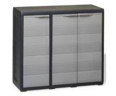 Armoire de rangement de jardin avec 2 étagères Noir et gris - Armoire